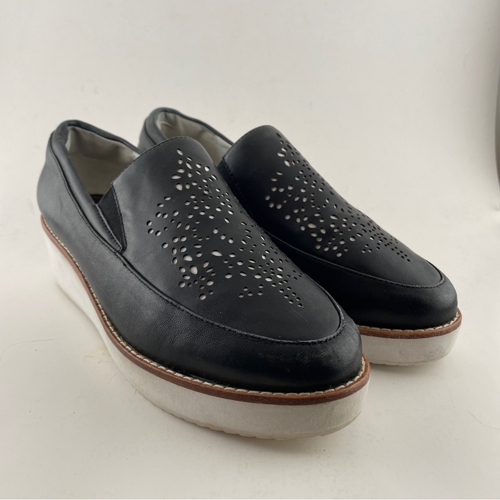 Anne Fontaine Black Leather Platform Slip On Shoes Size 40 (US 9-9.5)